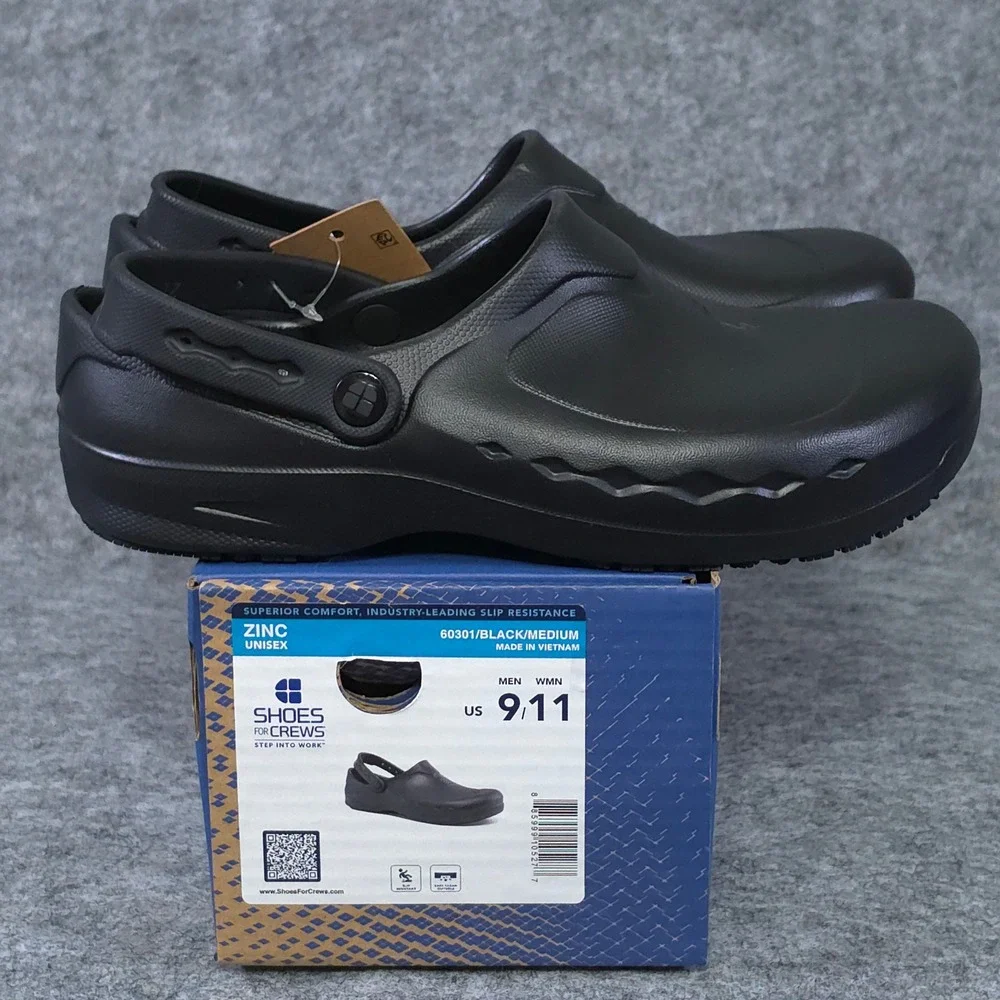 Shoes For Crews Zinc Black Slip Resistant Work Clogs Mens 9 Womens 11 60301